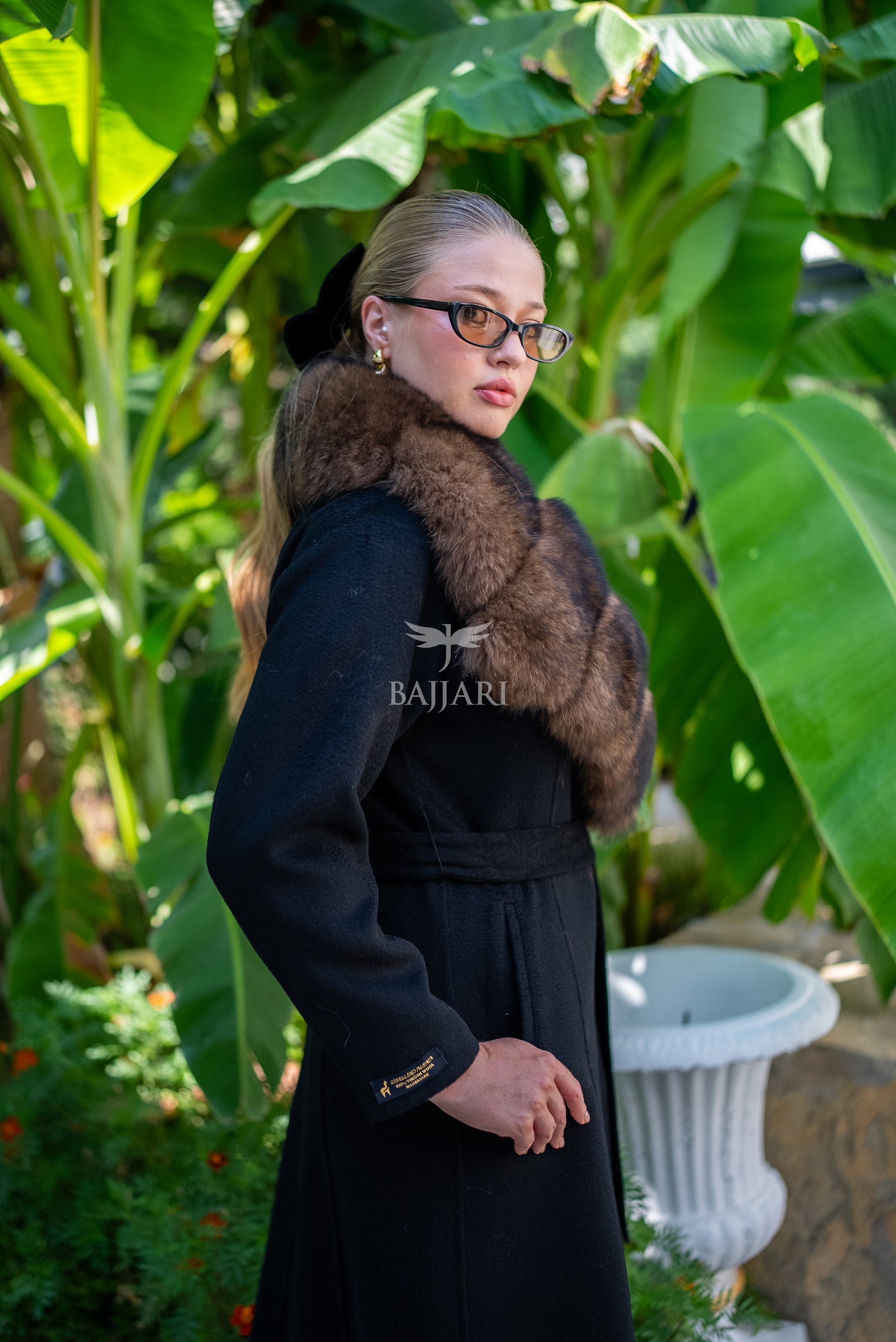 Zibellino Alpaca Fabric Women's Coat with Real Soft Fox Fur Collar -9492-