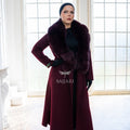Women's Coat with the Elegance of Luxurious Zibellino Alpaca fabric with Fox Fur Collar Details -1113-