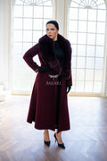 Women's Coat with the Elegance of Luxurious Zibellino Alpaca fabric with Fox Fur Collar Details -1113-