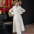 Elegant Zibellino Alpaca Fabric | Fox Fur Collar and Sleeves &amp; Cuff Detail | Flared Cut - Unique and Stylish Look -9499-