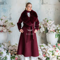 Alpaca Fabric Women's Coat with Real Soft Fox Fur Collar -9492-