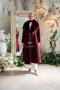 Alpaca Fabric Women's Coat with Real Soft Fox Fur Collar -9492-