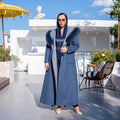 Women’s Alpaca Wool Fabric Coat with Soft Fox Fur Trim on the Collar & Special Embroidery on Back Detail -9022-