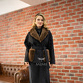 Special Design Coat with Alpaca Lama Fabric and Mink Fur Details -1400-