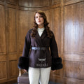 Women's Short Alpaca Wool Coat with Patchwork Fox Fur on the Sleeves -1214-