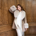 Alpaca Wool Fabric | Fox Fur Collar & Cuff Detail | Flared Cut -3895-