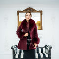 Alpaca Wool Fabric | Fox Fur Collar & Cuff Detail | Flared Cut -3895-