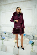 Stylish Design with Alpaca Llama Wool, Fox Fur Collar and Skirt Details, Removable Collar -1417-
