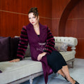 Luxury Alpaca Llama Fabric with Rabbit Fur - Stylish and Elegant Women's Coat with Real Rabbit Fur Trim on the Sleeves -1326-