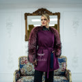 Stylish and Assertive Bajjari Design with Alpaca Llama Wool, Frost Fox Fur Shoulder and Sleeve Details -9584-