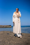 Alpaca Fabric Model with Mink Fur Collar and Belt -9453-