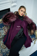 Stylish and Assertive Bajjari Design with Alpaca Llama Wool, Frost Fox Fur Shoulder and Sleeve Details -9584-