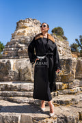 Elegant Alpaca Fabric Design with Mink Fur and Belt Details -9406-