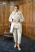 Exclusive Design Coat with Cashmere Fabric and Full Rabbit Fur Hood -1362-