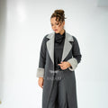 Alpaca Wool Fabric | Mink Fur Sleeves; Cuff Detail | Slit Hem Alpaca Mink -3991 A M-