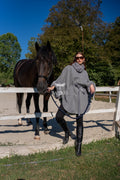 Elegant Cashmere Cape with Rabbit Fur Collar &amp; Cuffs -1337-