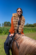 Short Jacket with Sable Fur Details in Alpaca Wool -9428-