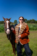 Short Jacket with Sable Fur Details in Alpaca Wool -9428-