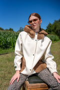 Elegant Harmony of Alpaca Fabric &amp; Mink Fur -9449-