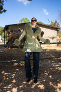 Alpaca Wool Fabric | Fox Fur Collar &amp; Cuff Detail | Flared Cut -3895-
