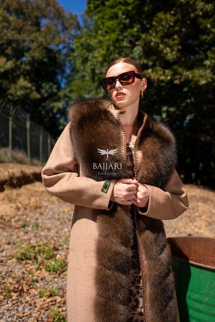 Alpaca Wool Fabric | Full Fur Front &amp; Embroidery Detail-9483-