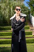 Alpaca Fabric with Rex Fur, Embroidered Details, and Belt -3991-