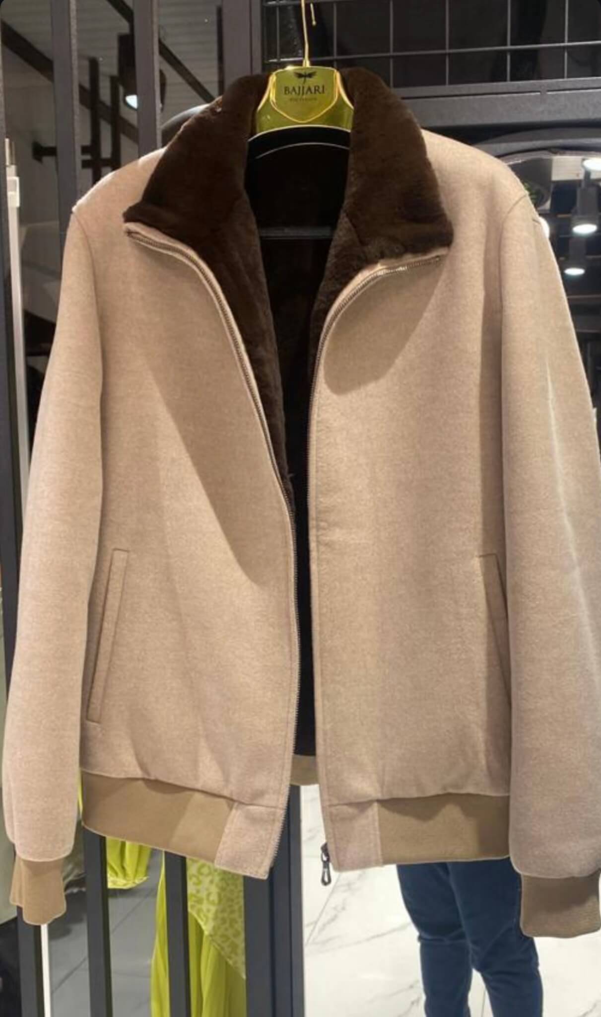 Cashmere jacket interior Rex fur