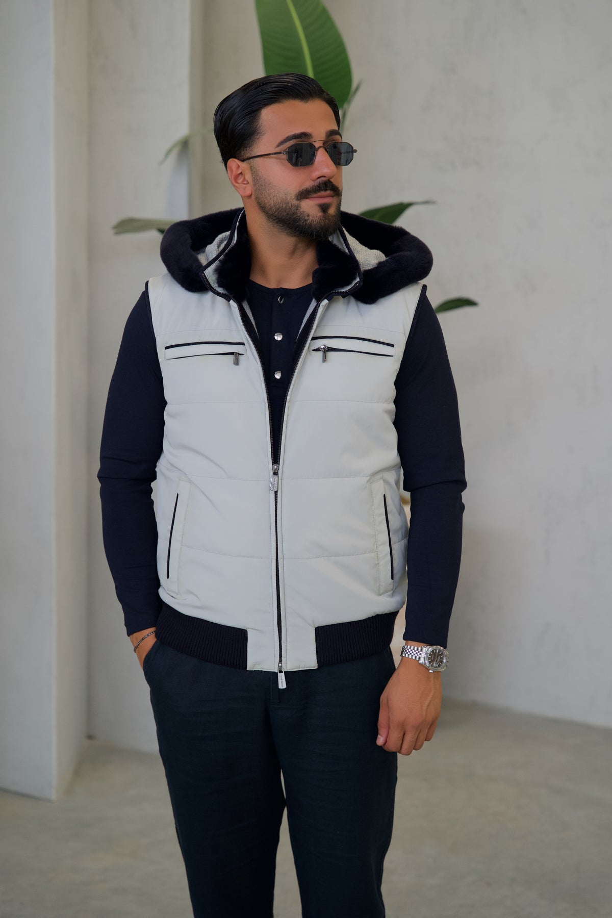 Men's Waterproof Vest with Removable Hood