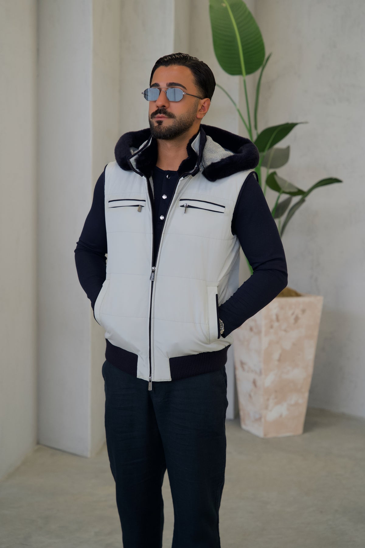 Men's Waterproof Vest with Removable Hood