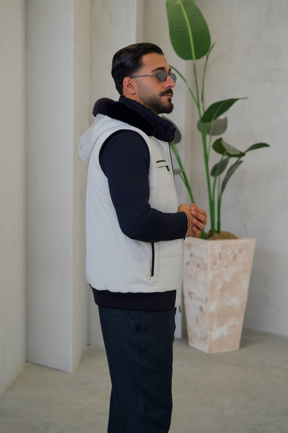 Men's Waterproof Vest with Removable Hood