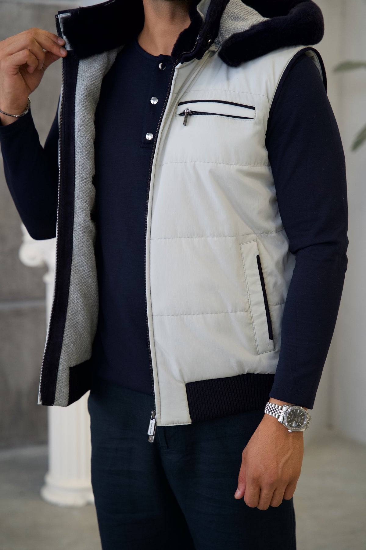Men's Waterproof Vest with Removable Hood