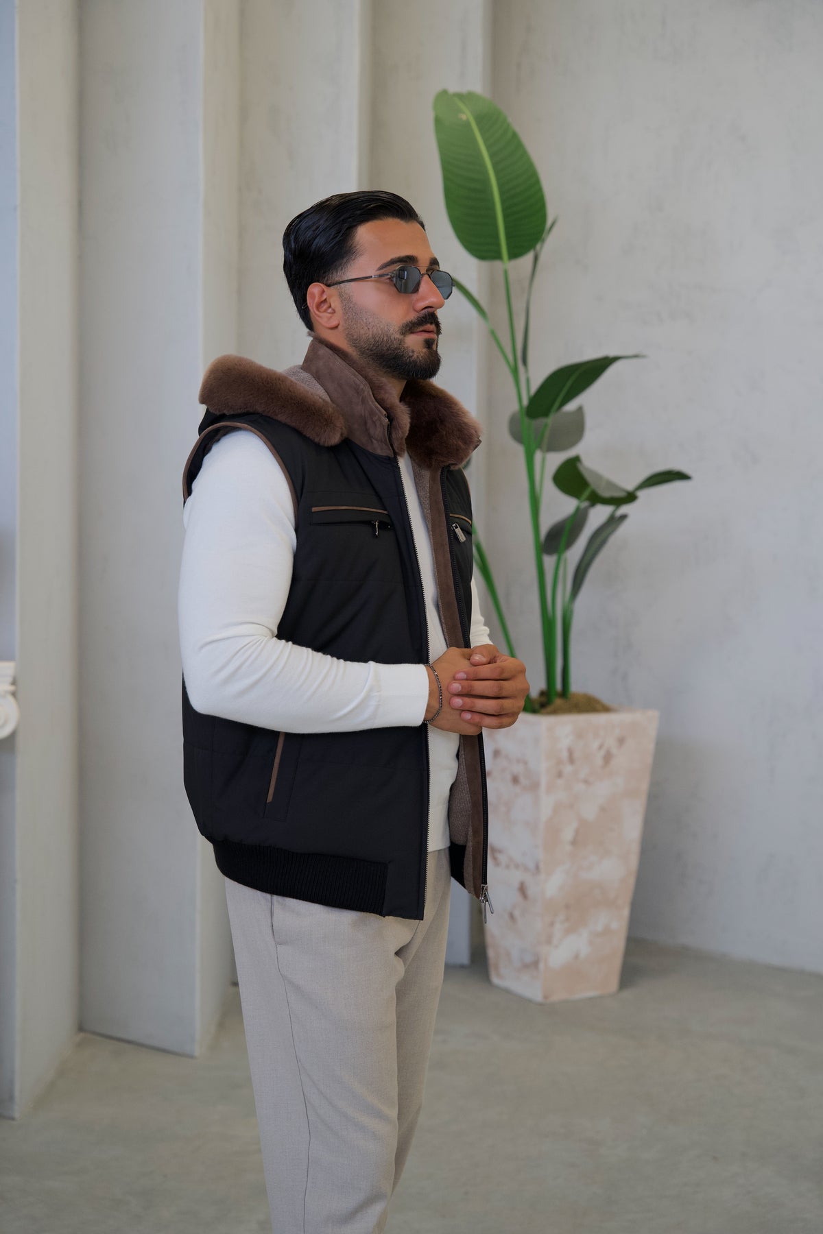 Men's Waterproof Vest with Removable Hood