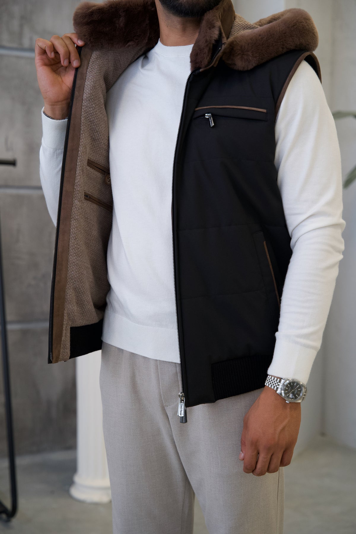 Men's Waterproof Vest with Removable Hood