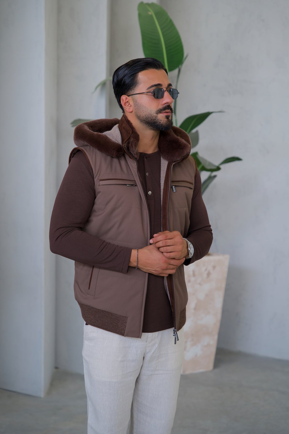 Men's Waterproof Vest with Removable Hood