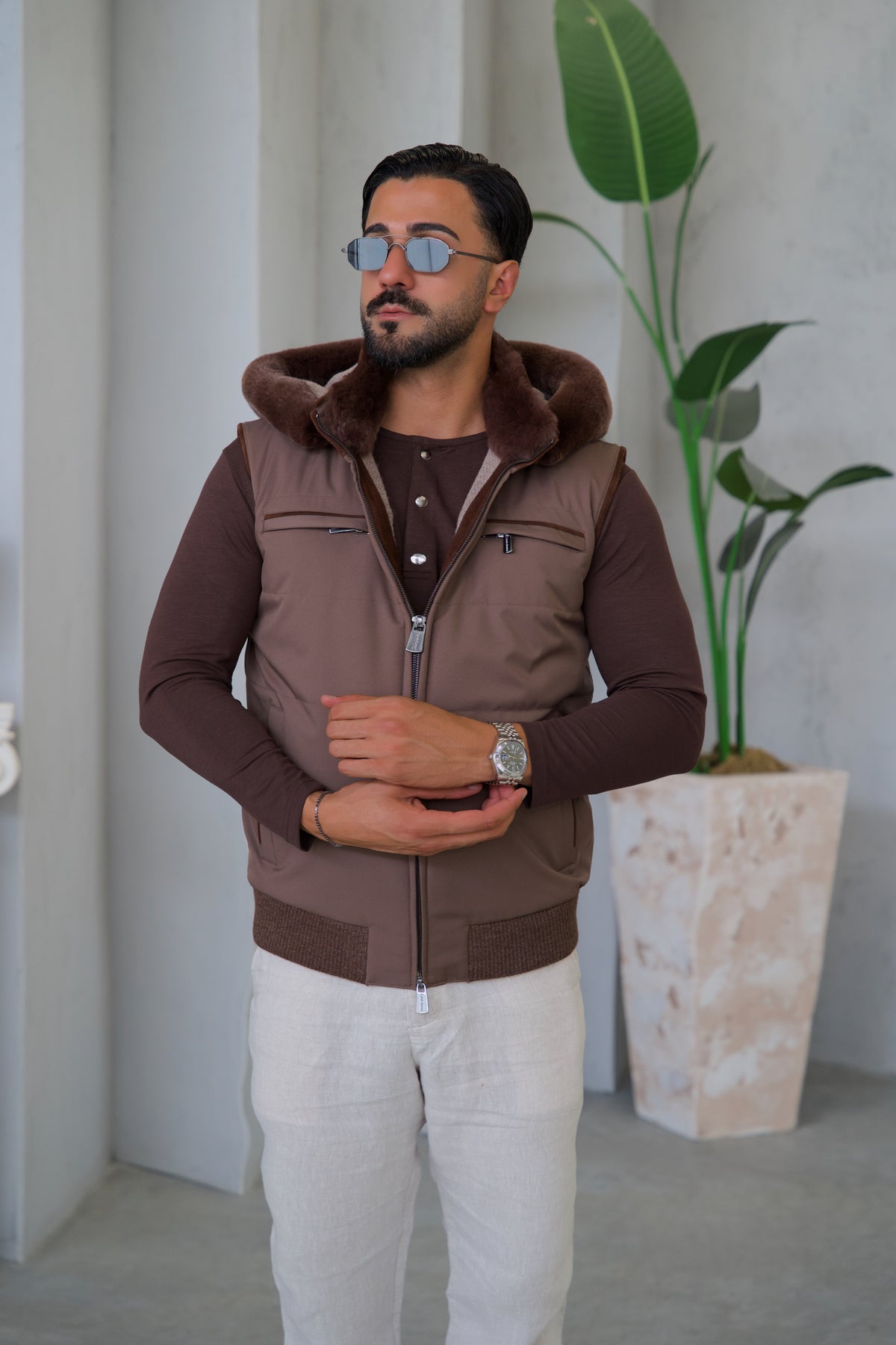 Men's Waterproof Vest with Removable Hood
