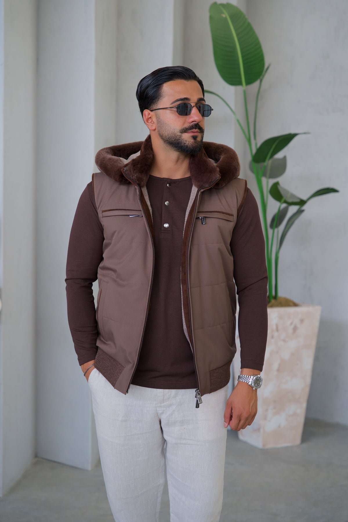 Men's Waterproof Vest with Removable Hood