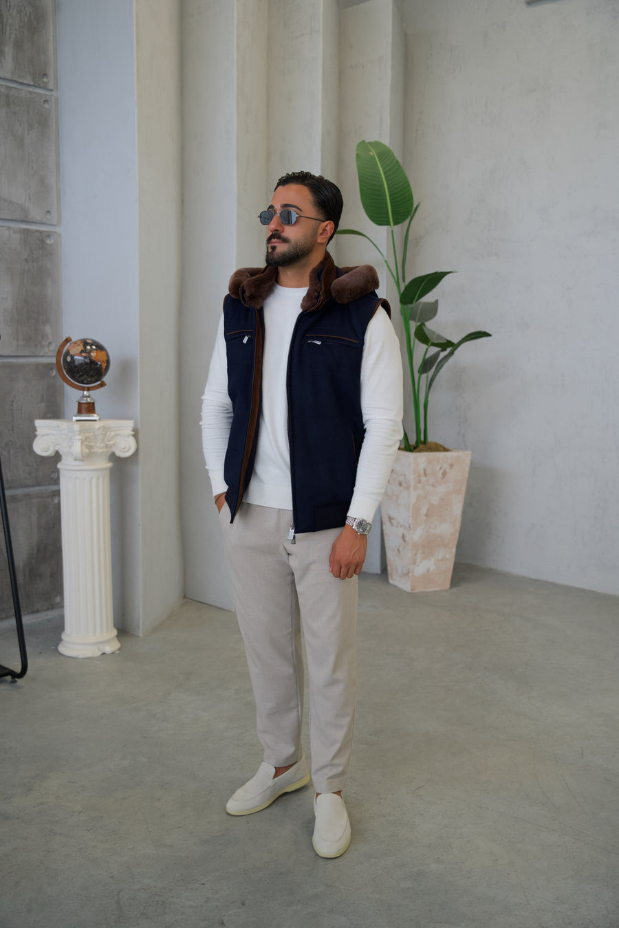 Men's Cashmere Vest with Removable Hood