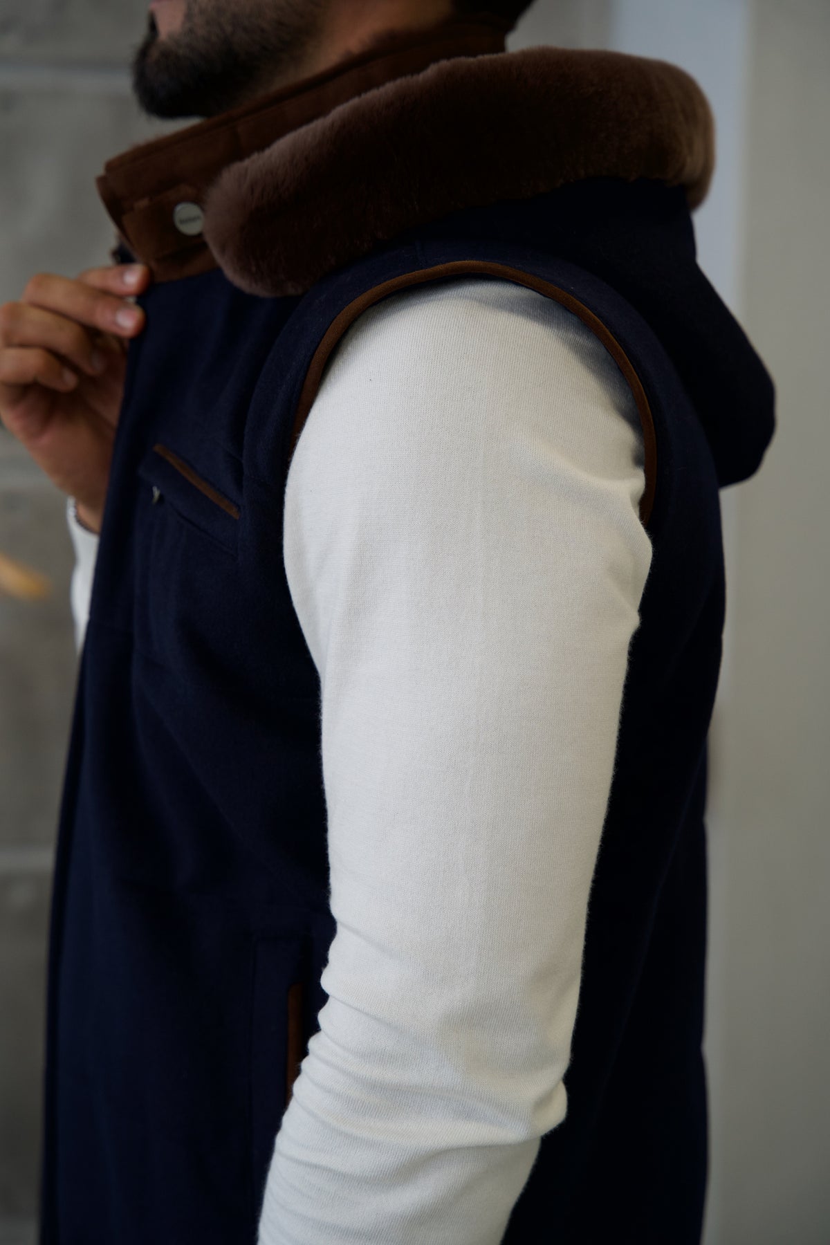 Men's Cashmere Vest with Removable Hood