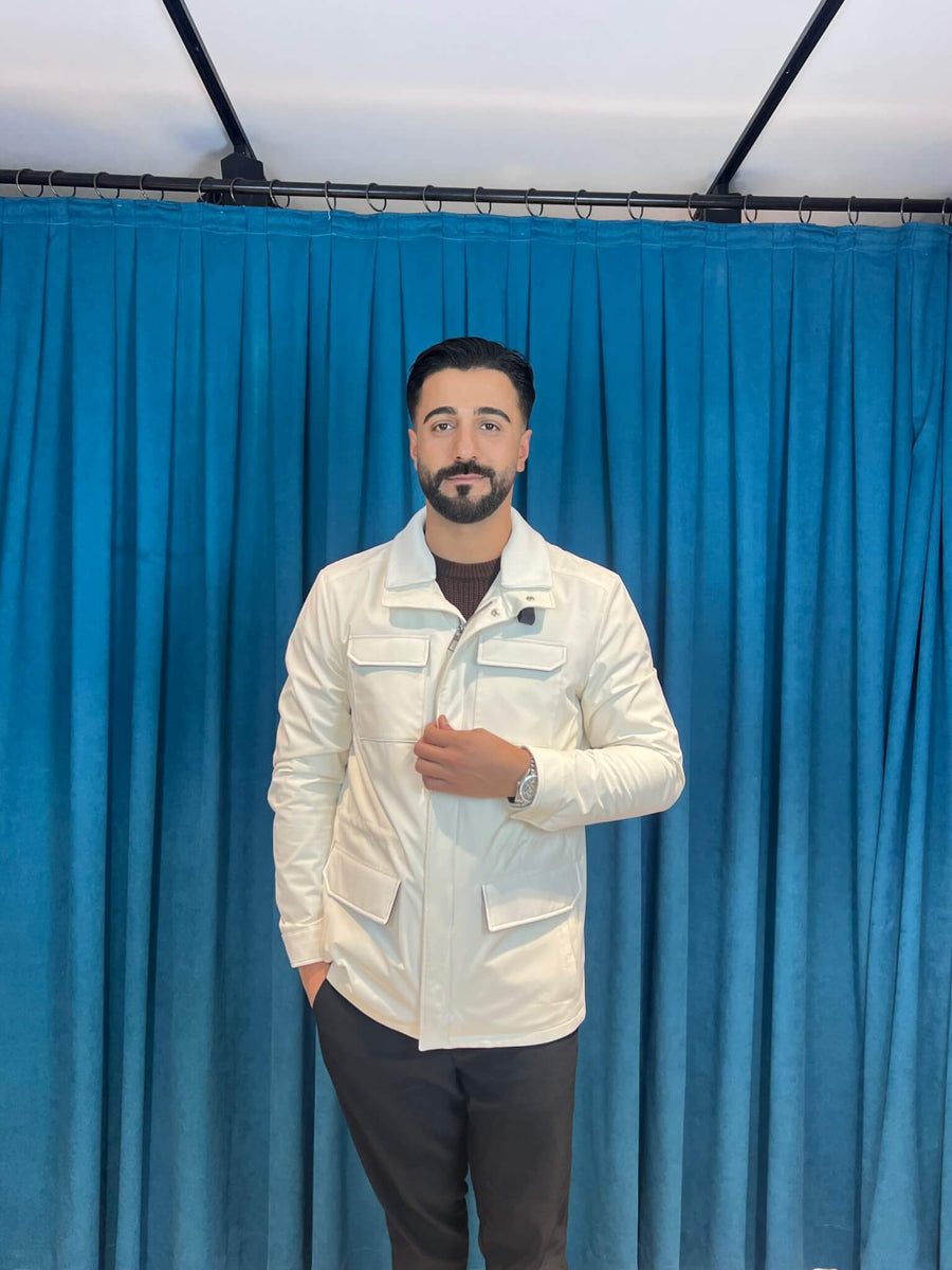 Stylish Men’s Jacket with Waterproof Fabric and Suede Details M-1009