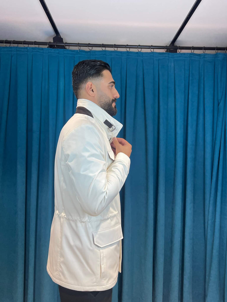 Stylish Men’s Jacket with Waterproof Fabric and Suede Details M-1009
