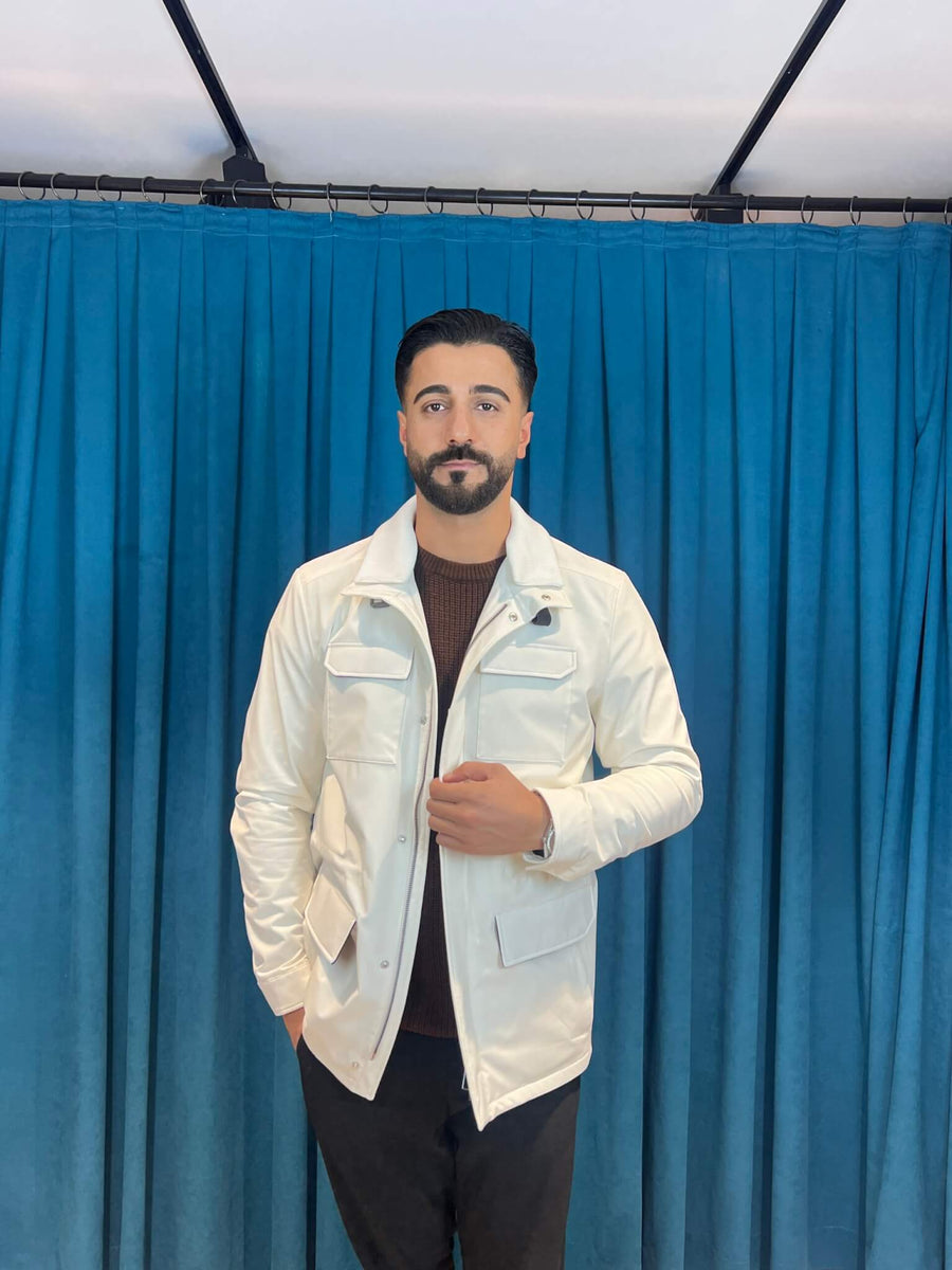 Stylish Men’s Jacket with Waterproof Fabric and Suede Details M-1009