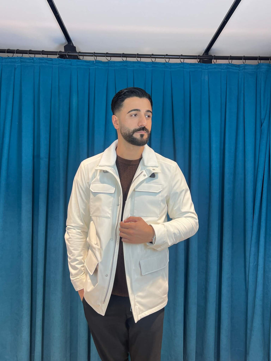 Stylish Men’s Jacket with Waterproof Fabric and Suede Details M-1009