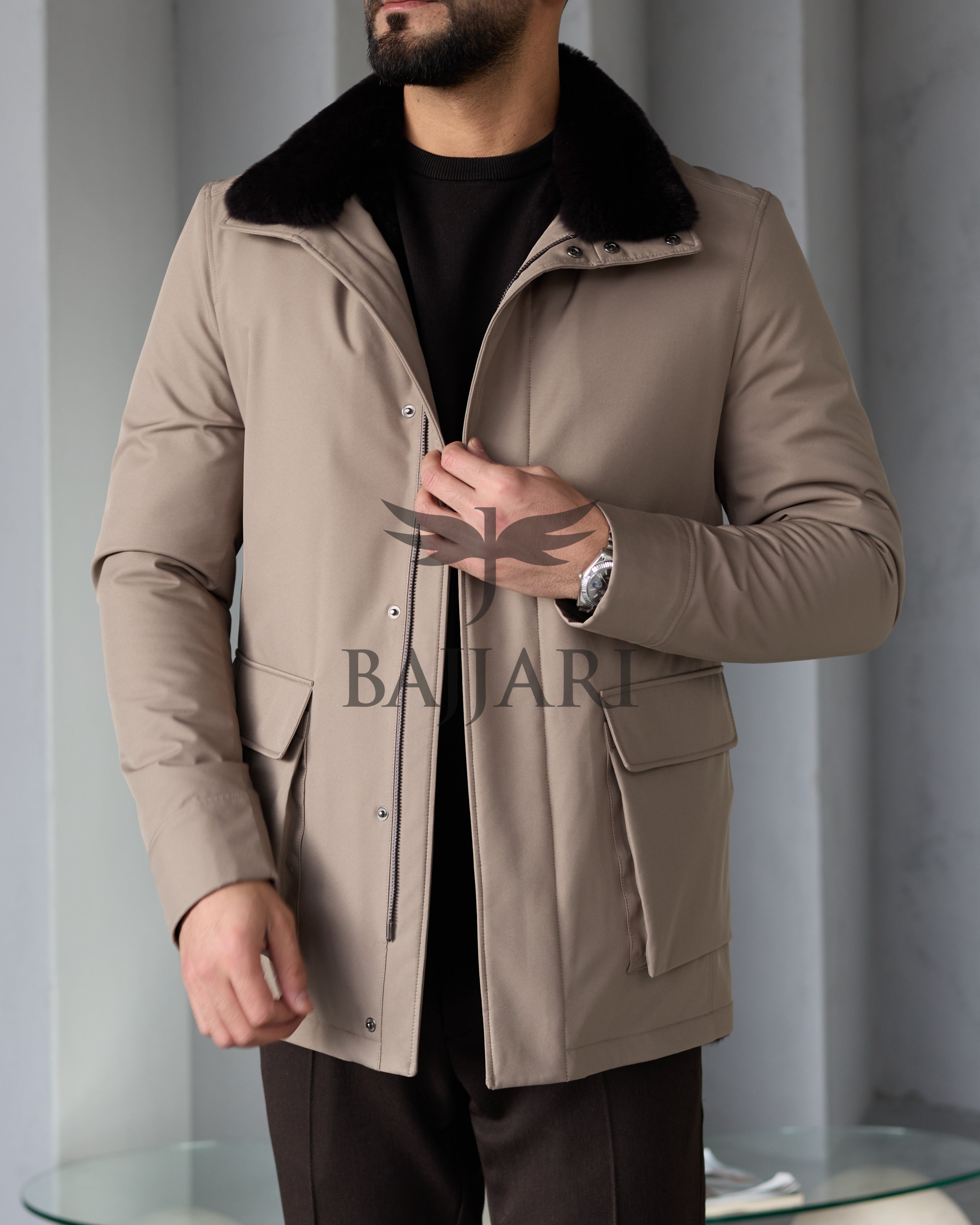 Stylish Jacket with Waterproof Fabric and Real Rex Rabbit Fur Lining