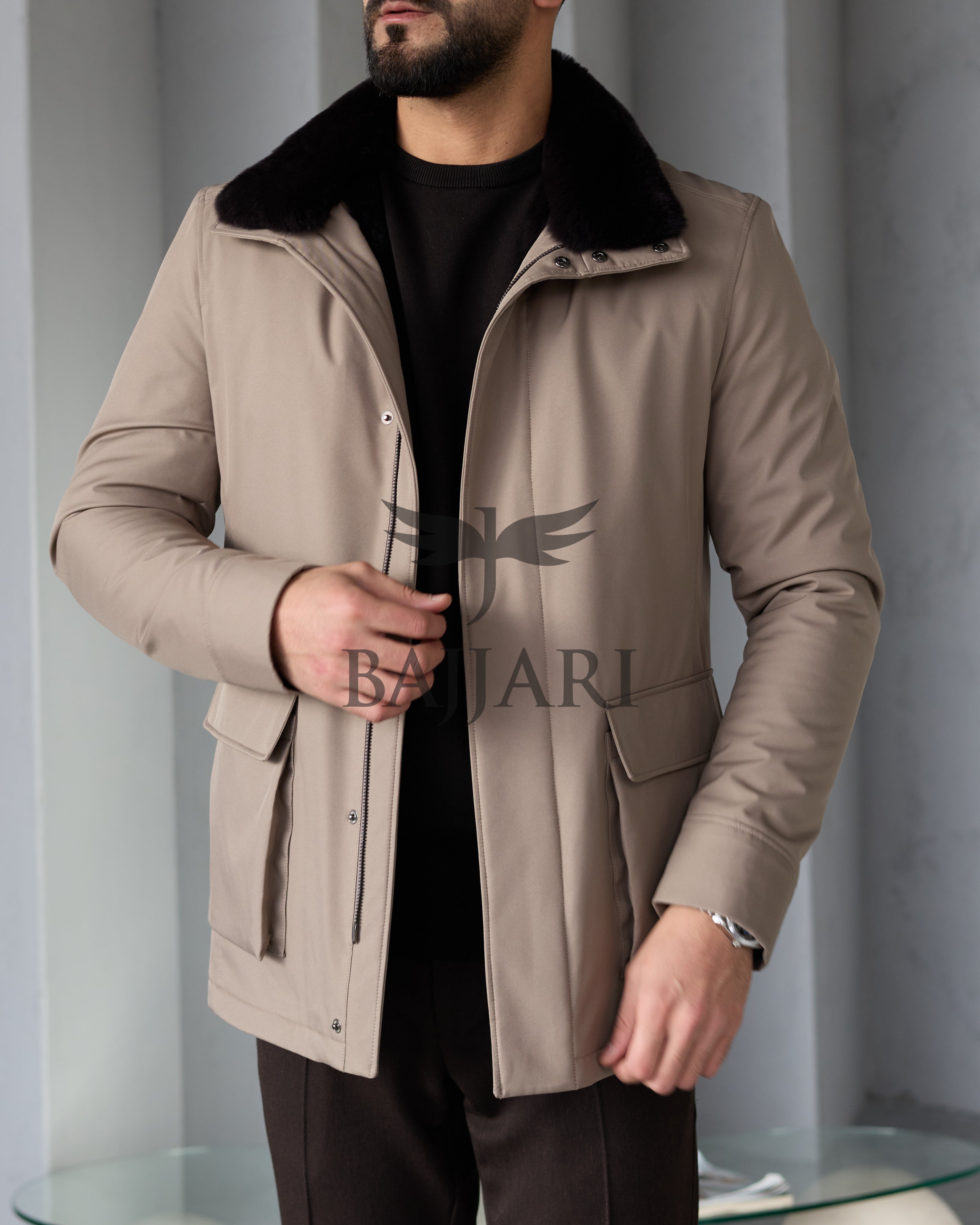 Stylish Jacket with Waterproof Fabric and Real Rex Rabbit Fur Lining