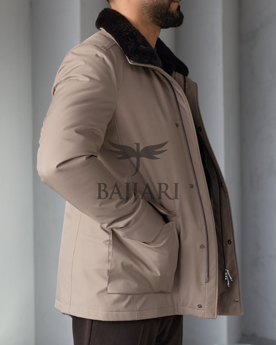 Stylish Jacket with Waterproof Fabric and Real Rex Rabbit Fur Lining