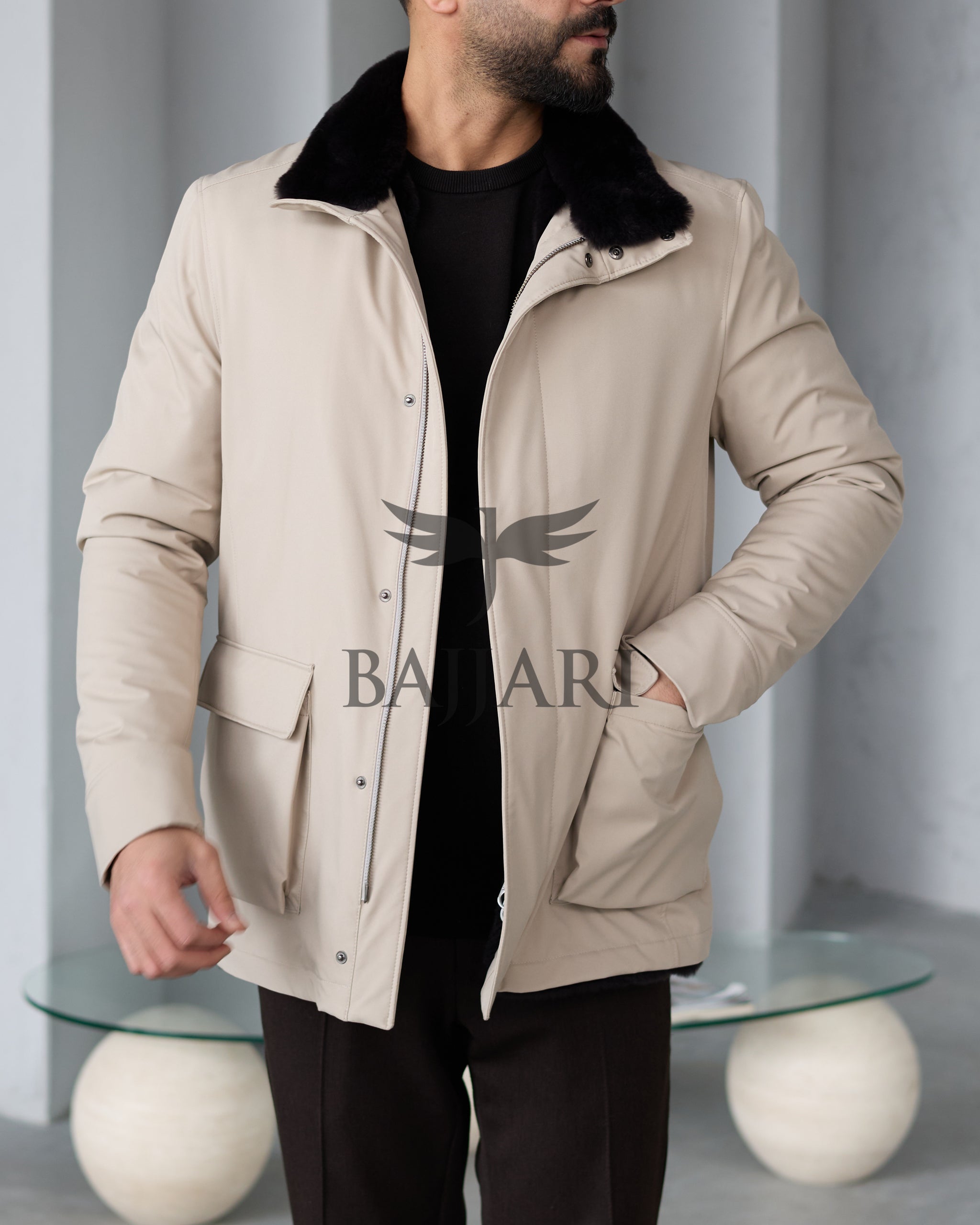 Stylish Jacket with Waterproof Fabric and Real Rex Rabbit Fur Lining