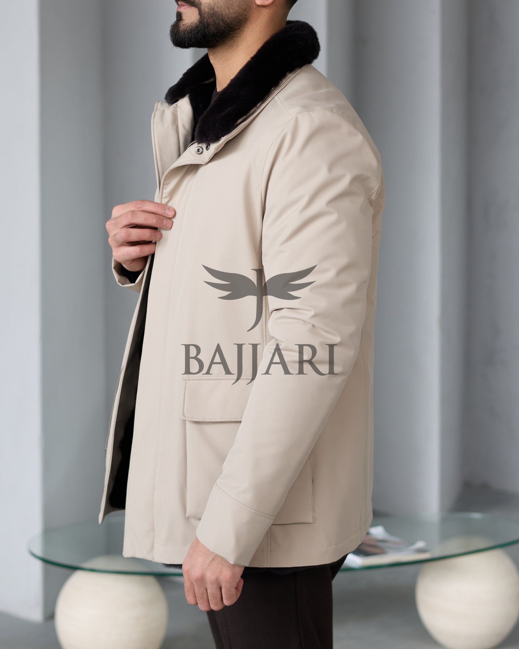 Stylish Jacket with Waterproof Fabric and Real Rex Rabbit Fur Lining