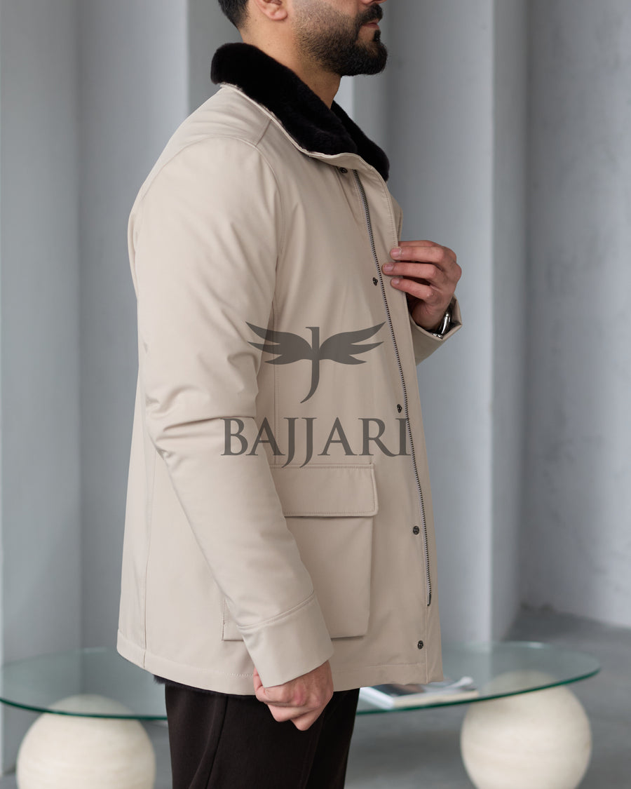 Stylish Jacket with Waterproof Fabric and Real Rex Rabbit Fur Lining