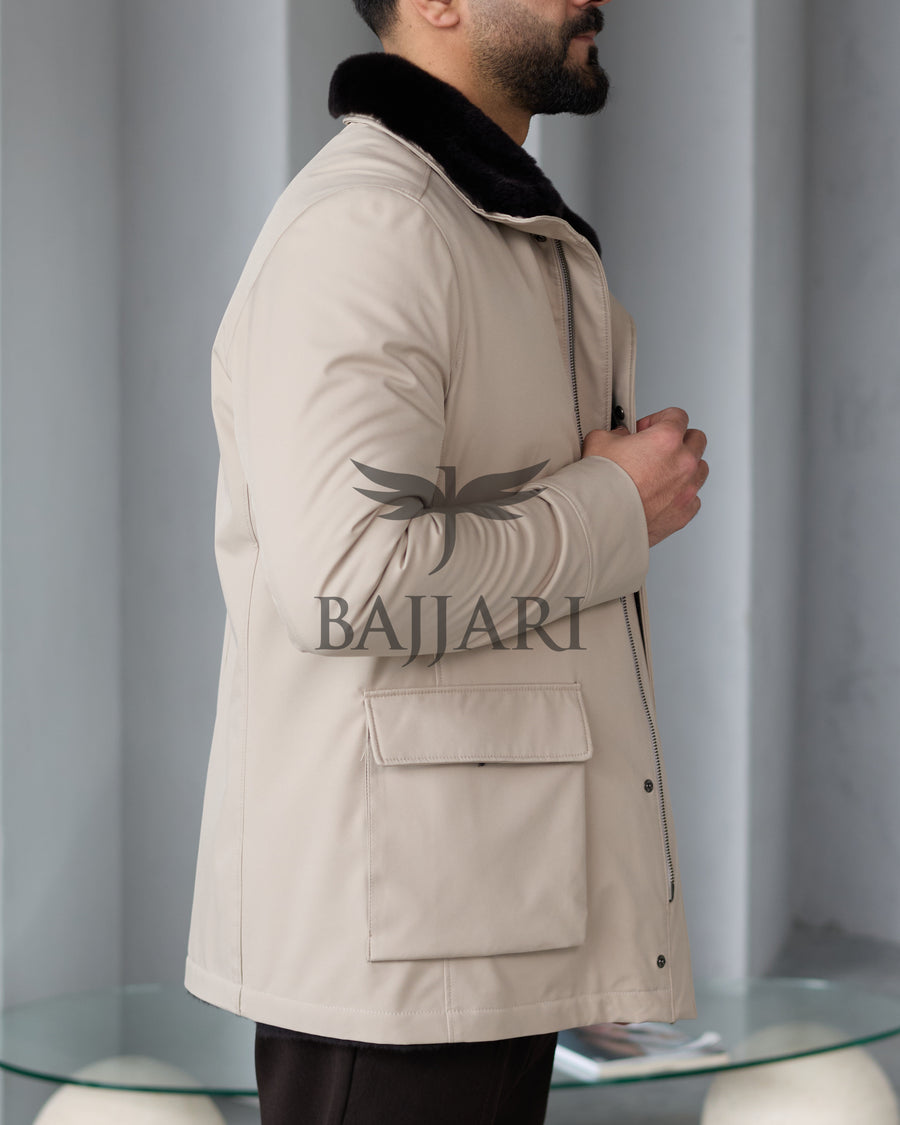 Stylish Jacket with Waterproof Fabric and Real Rex Rabbit Fur Lining