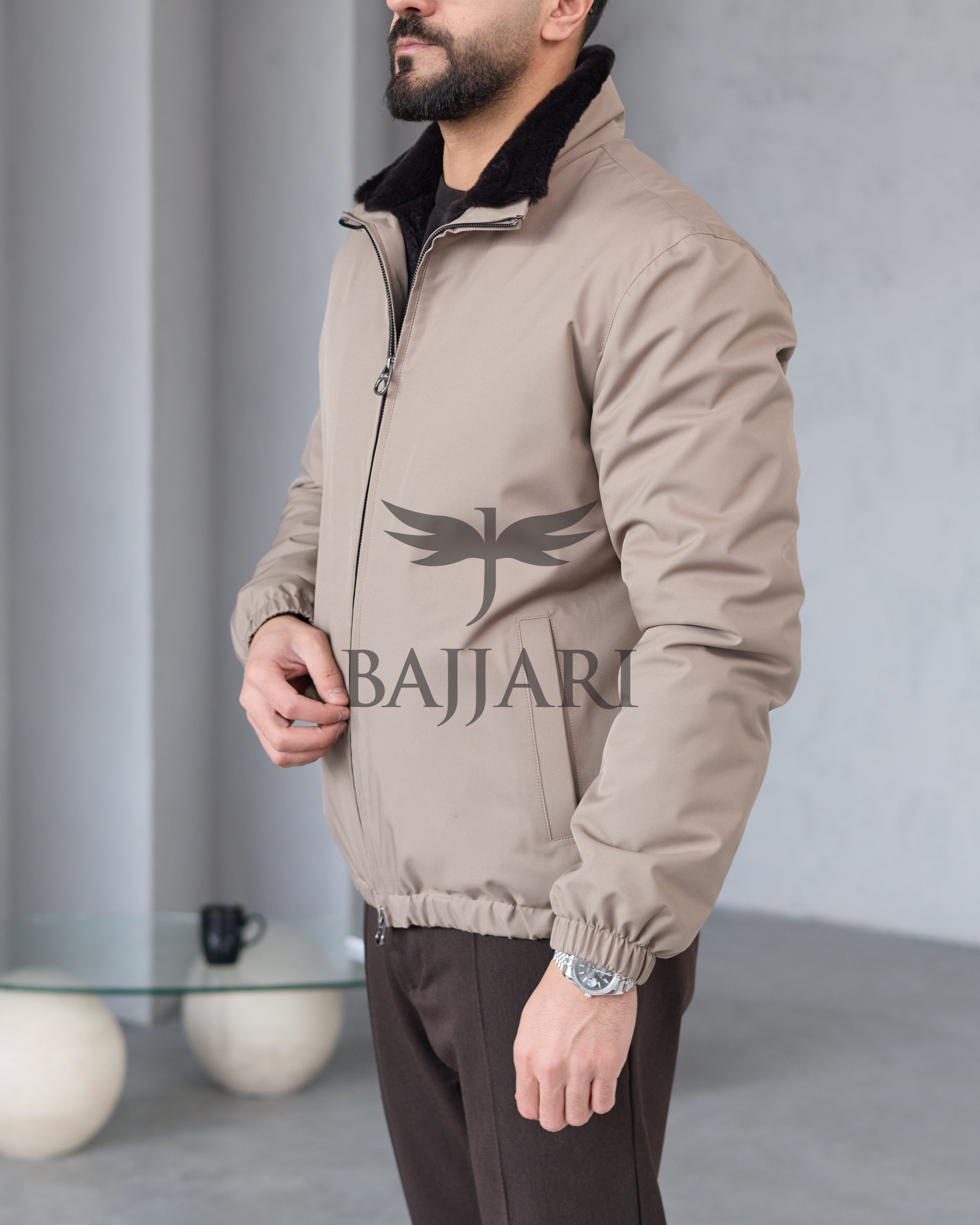 Stylish Jacket with Waterproof Fabric and Real Rex Rabbit Fur Lining